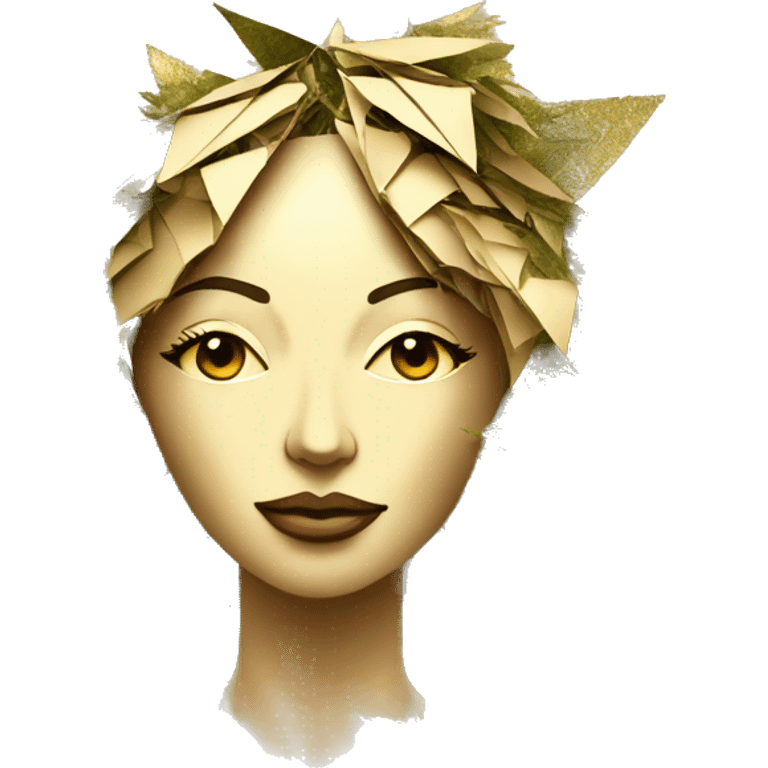  Hemp 420 lady face melting gold tropical made of 420 origami newspaper roses hemp leaves lantern fairy lights burning paper and hemp leaves in hair emoji