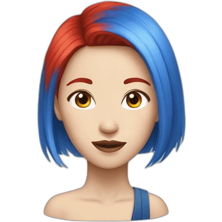 woman Chinese Red and blue hair emoji