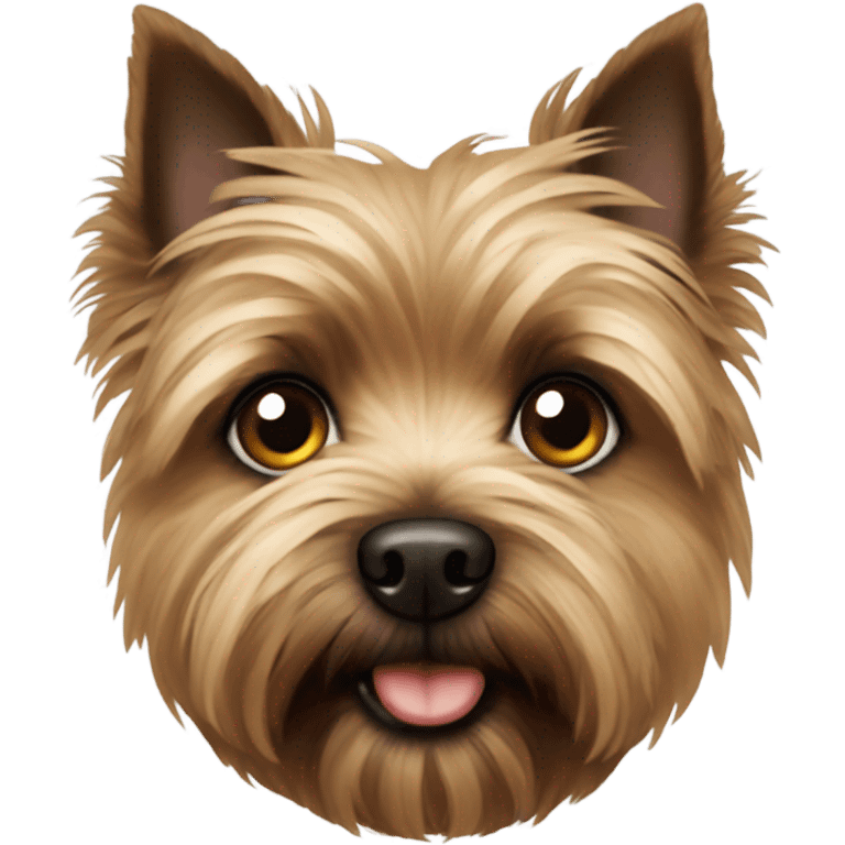 A brown cairn terrier with big eyes emoji