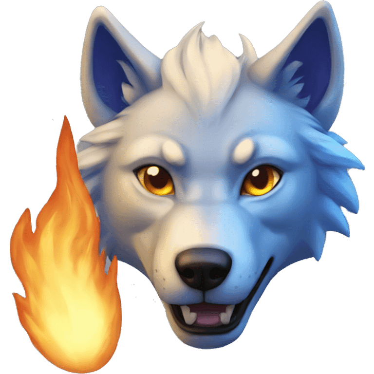 Blue flame wolf emoji