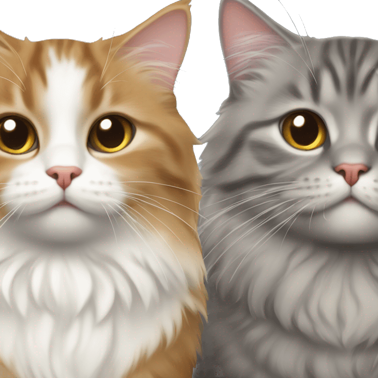 brown siberian cat and grey and white cat emoji