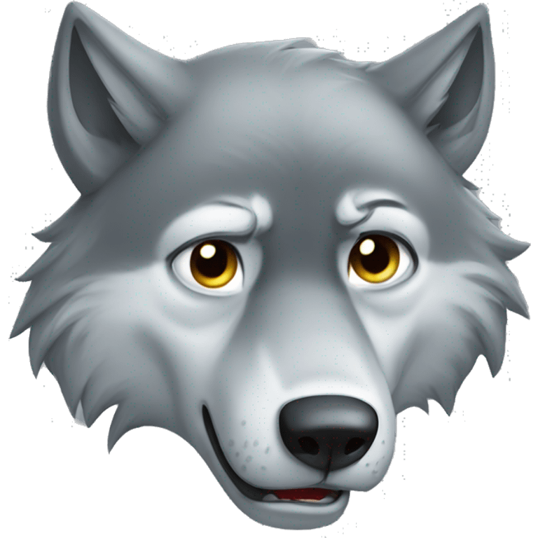 A Grey wolf Crying sad emoji