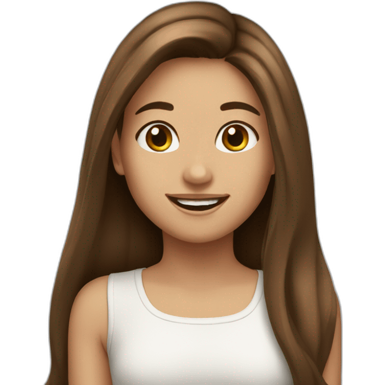 girl long brown hair happy emoji