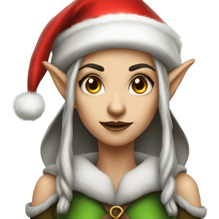 rogue female elf fantasy wearing santa hat emoji