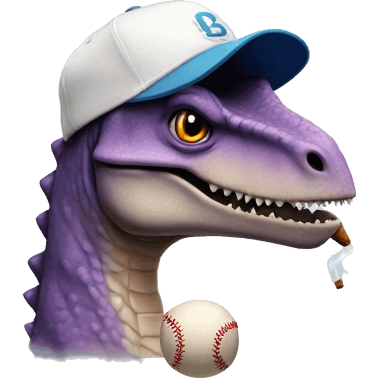 dinosaur with baseball hat and smoking  emoji