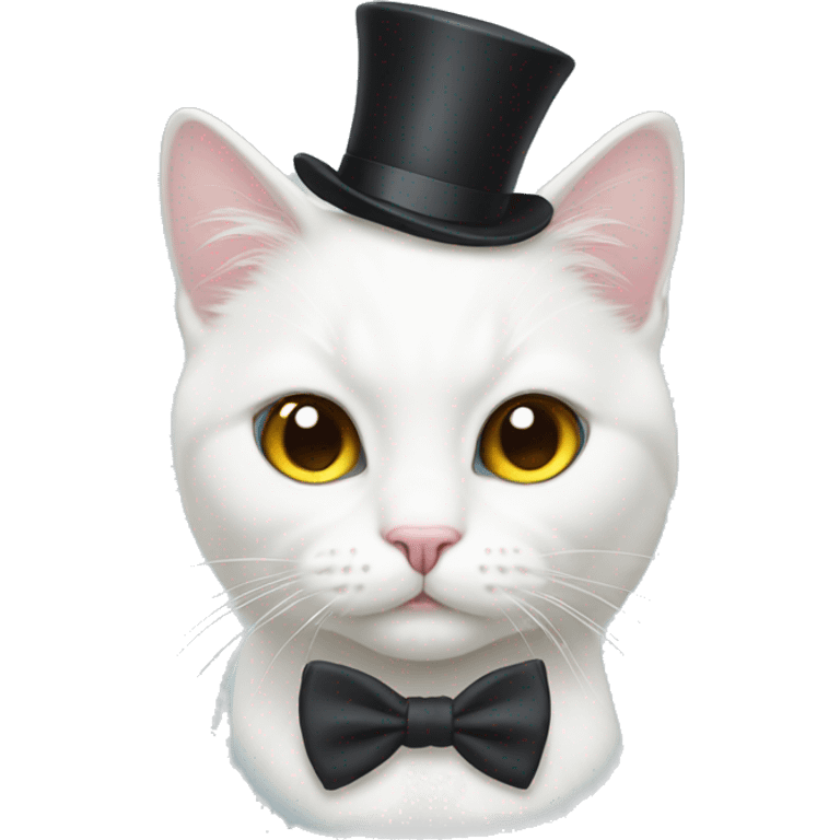 White cat with bowtie on the head emoji