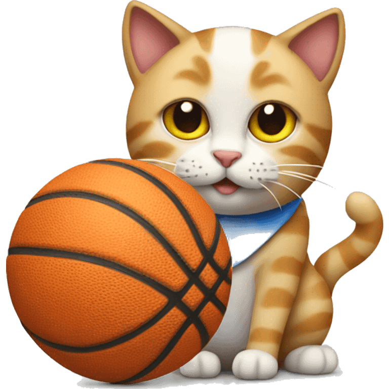 cat holding cheese and a basketball emoji