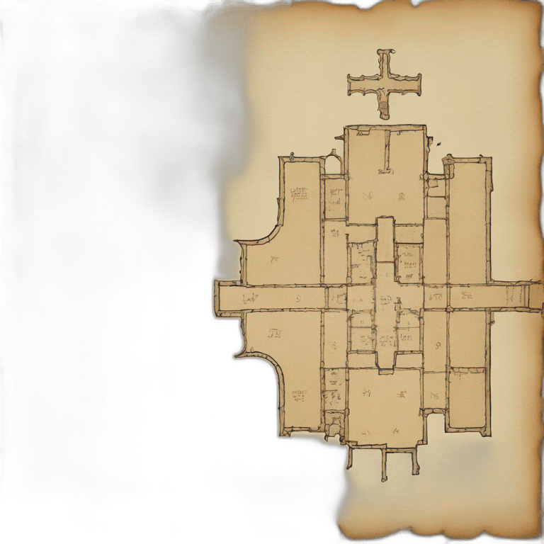 floor plan of a church, medieval, written on a scroll emoji