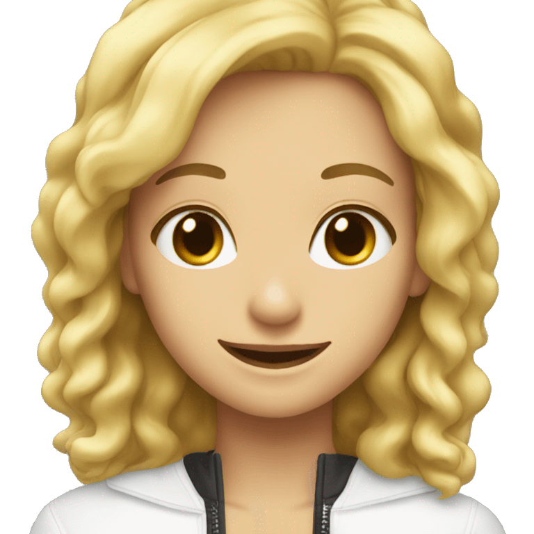 blonde girl smiling with zipper emoji