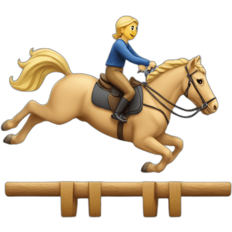 Humain sur un cheval qui saute un obstacle emoji