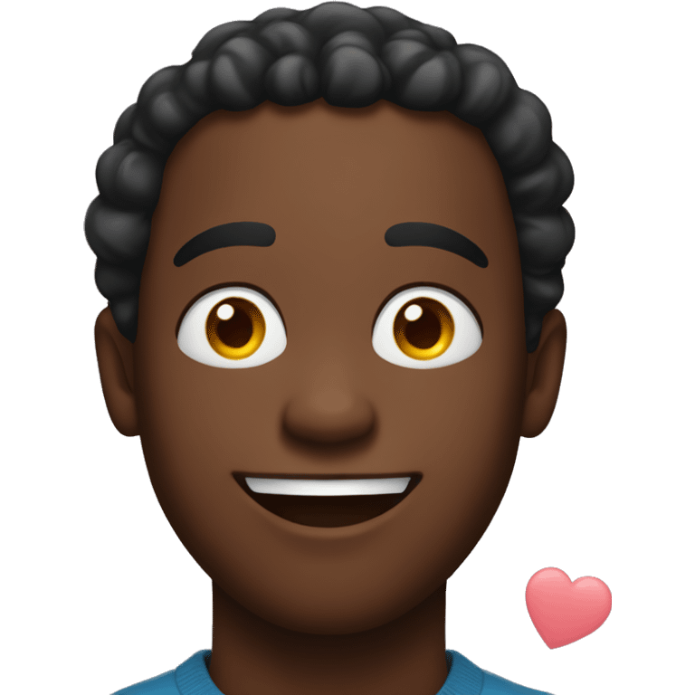 Black man  smiling and rolling his eyes with hearts around his head emoji