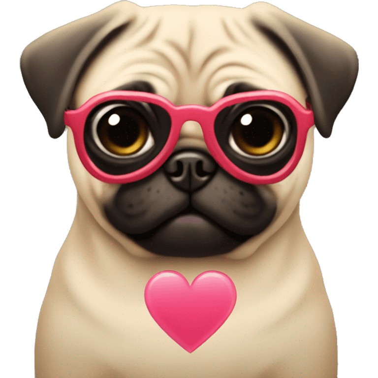 Pug with heart glasses emoji