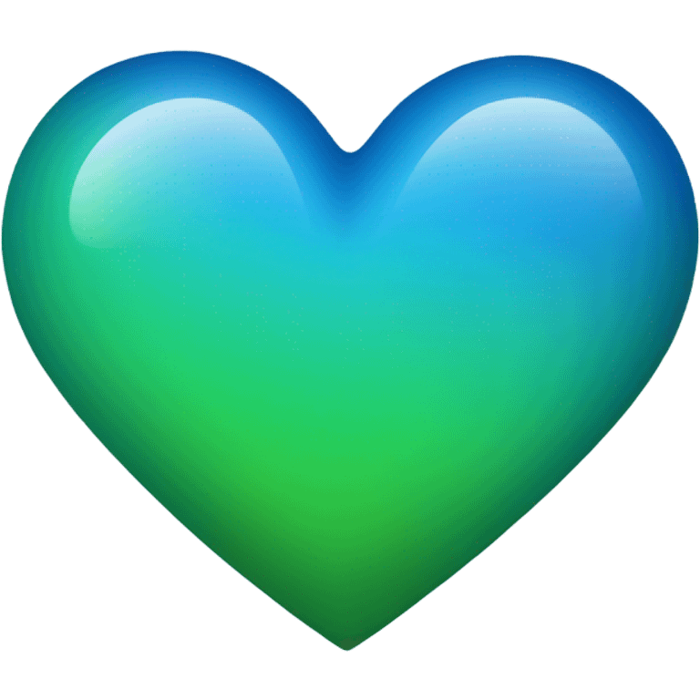 Heart that sides are blue and middle part goes green gradiently emoji