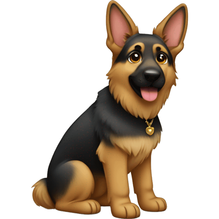 German shepherd girl with dress emoji