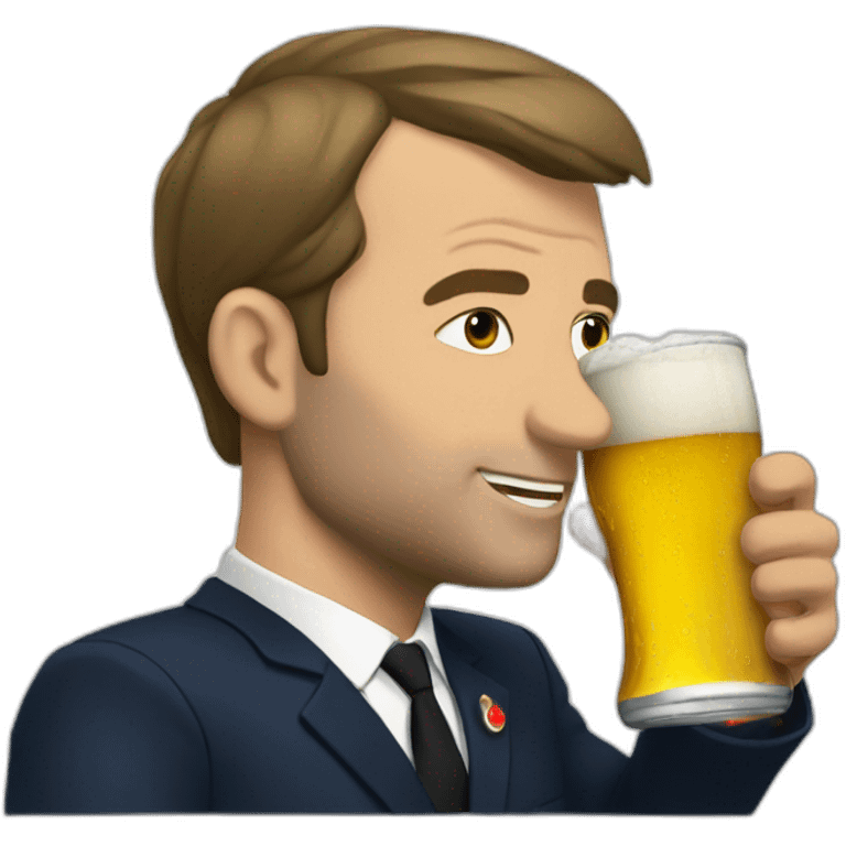 Macron drinking beer emoji