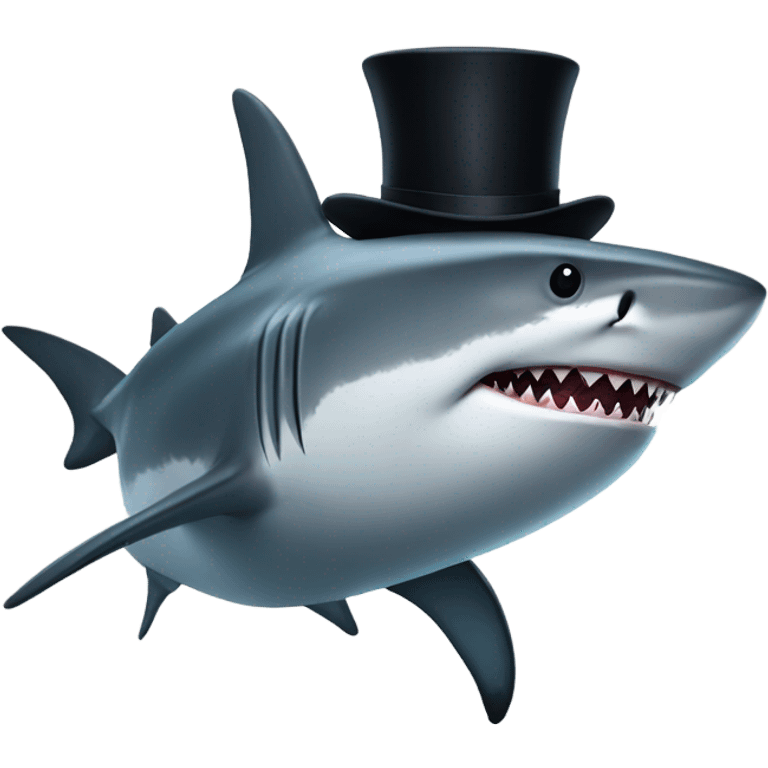 Shark with a top hat emoji