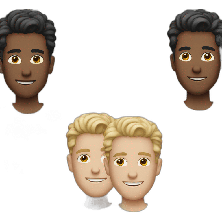 3 white young men emoji