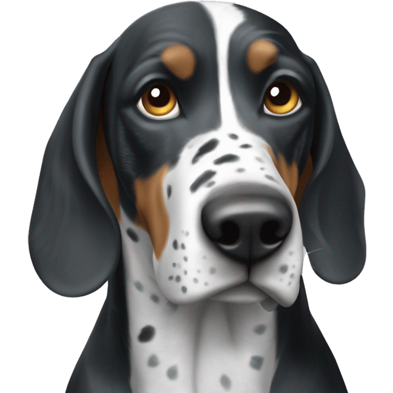 Blue-tick black and white only coonhound pointer mix emoji