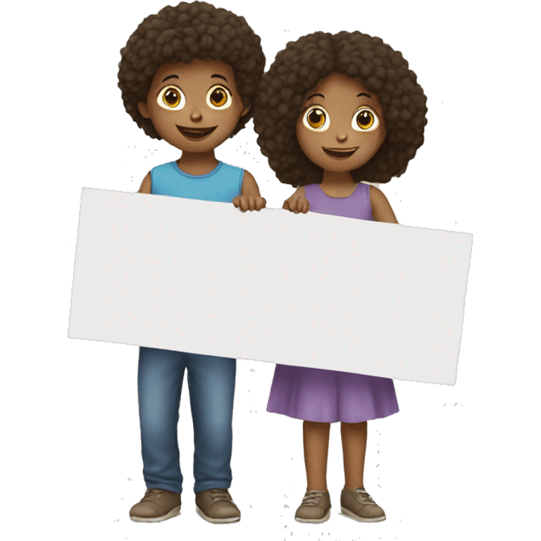 2 Children holding a sign emoji