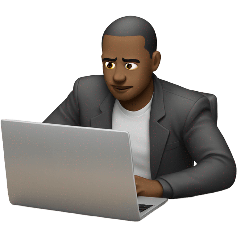 man with a laptop which has crystall ball on the ba emoji