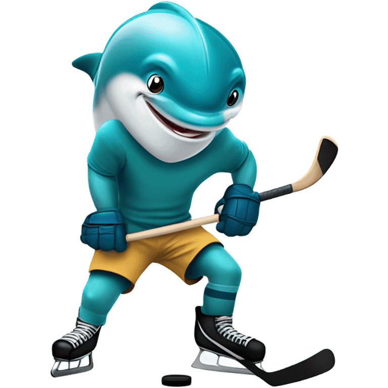 dolphin playing hockey  emoji