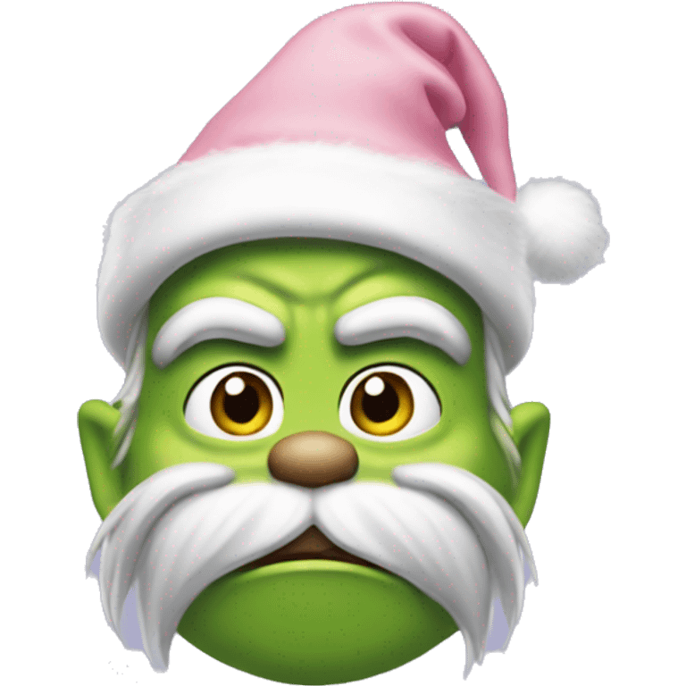 Grinch with a light pink santa hat emoji