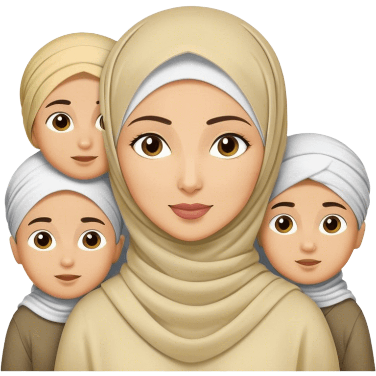 hijabi modern mom with 4 kids (boys) emoji