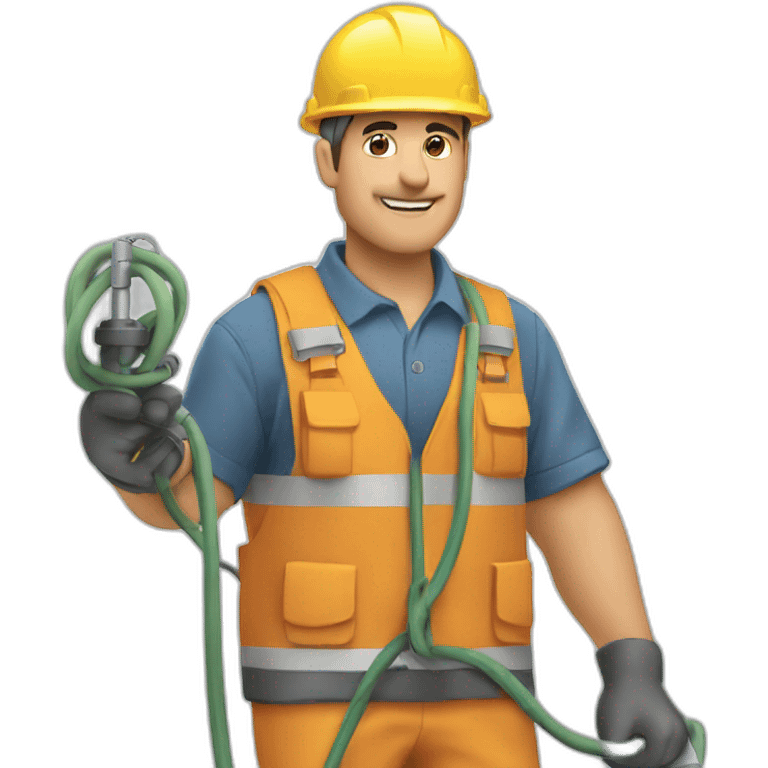 man working with pipe and cables emoji