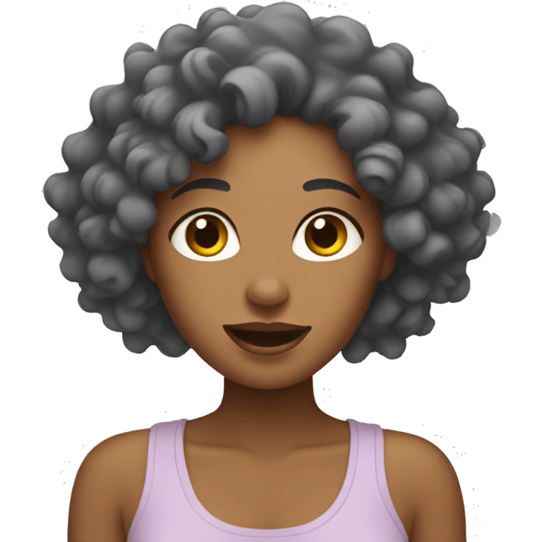 Women with curly hair doing skin care emoji