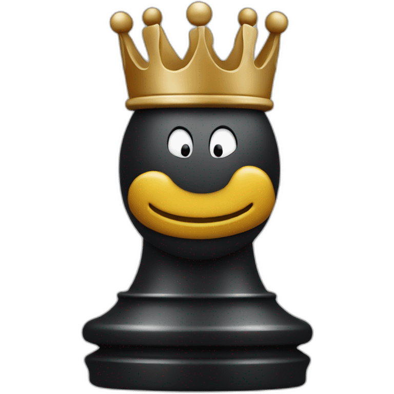 chess piece King black with smiley face emoji