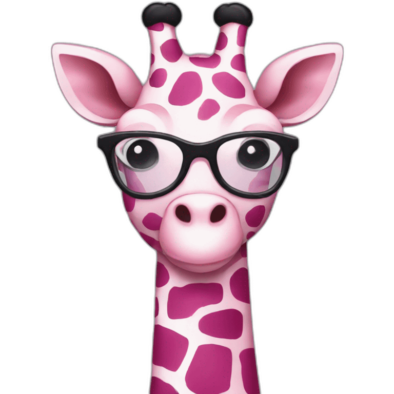 Pink giraffe with glasses emoji