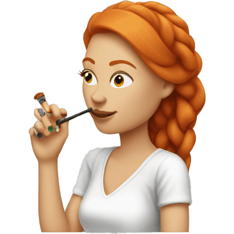 Women with ginger hair smoking hookah emoji