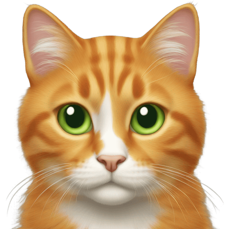 Furry orange cat green eyes emoji