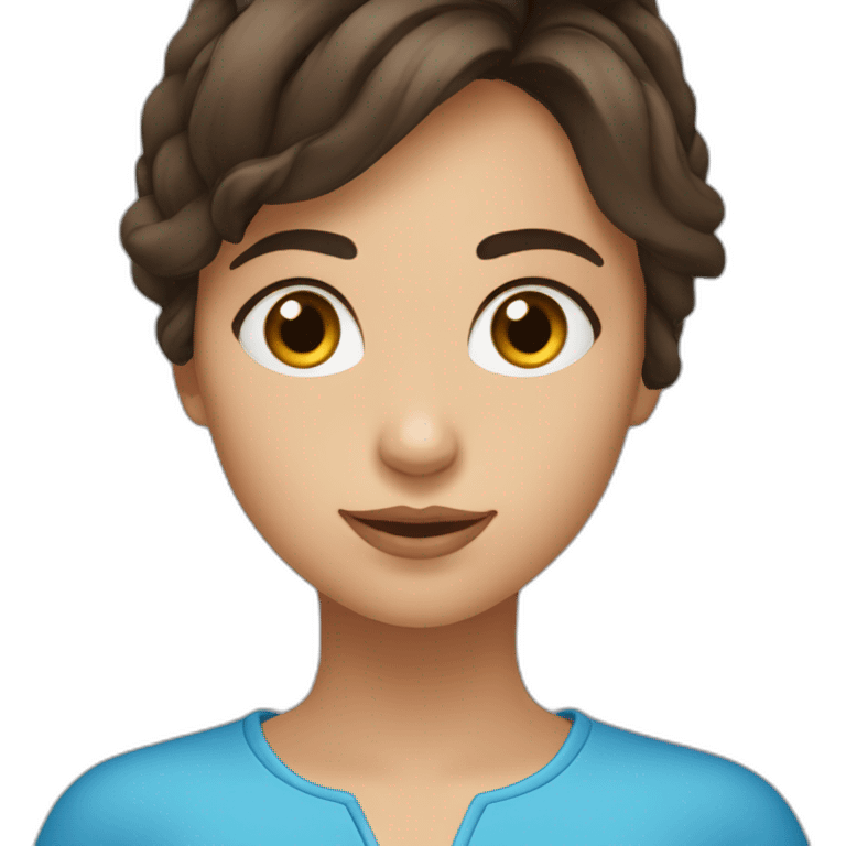 adolecente fille brune aux yeux bleu heureuse emoji