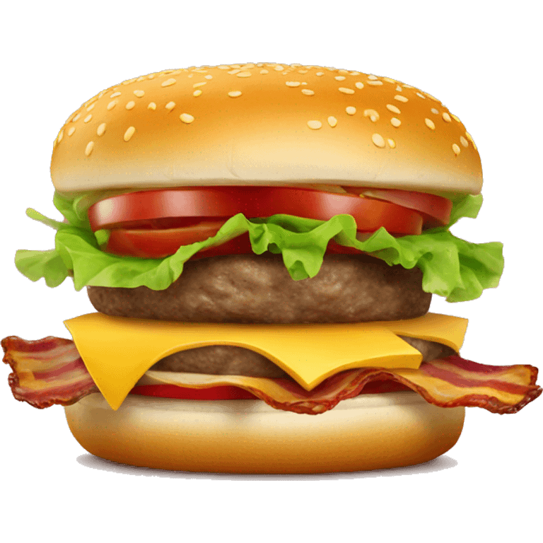 Hamburger with American cheese, tomatoes, onions and bacon emoji