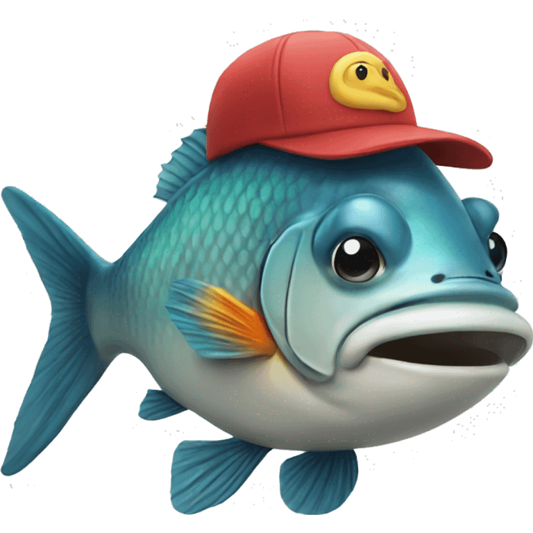 A fish wearing a cap emoji