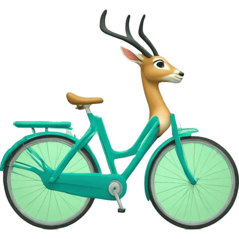 gazelle bleue sur velo vert emoji