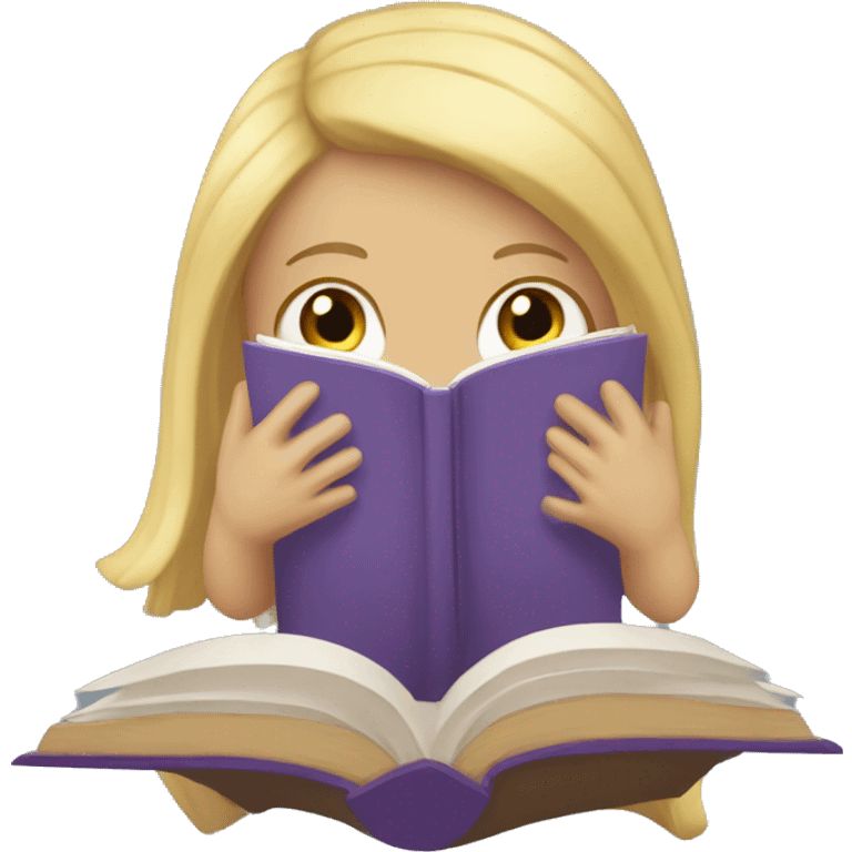 Girl with blonde hair reading book emoji