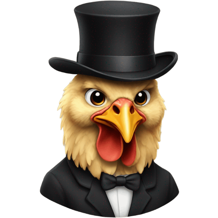 Chicken with black bowler hat emoji