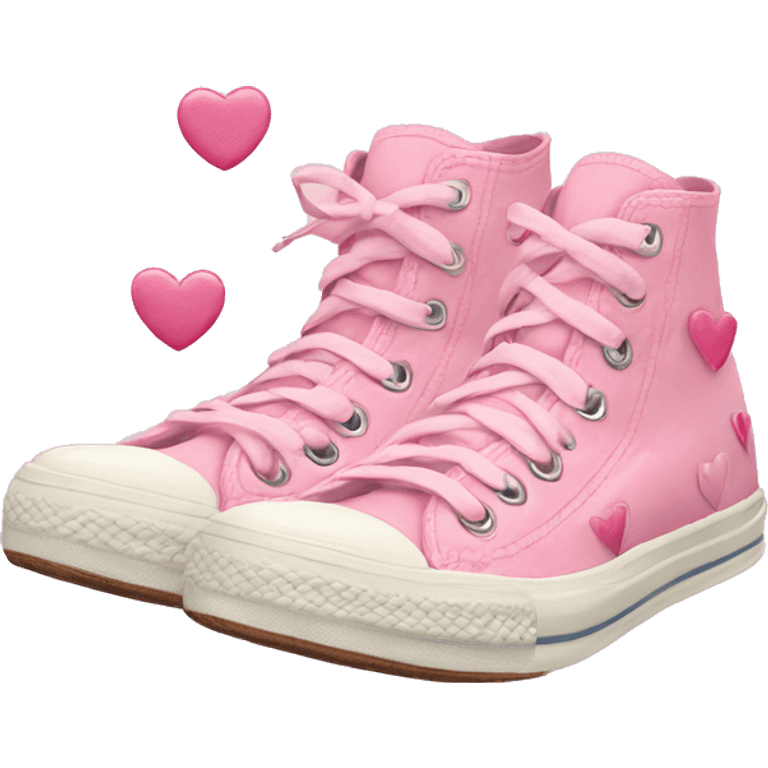 pink converse with pastel pink hearts patches  emoji