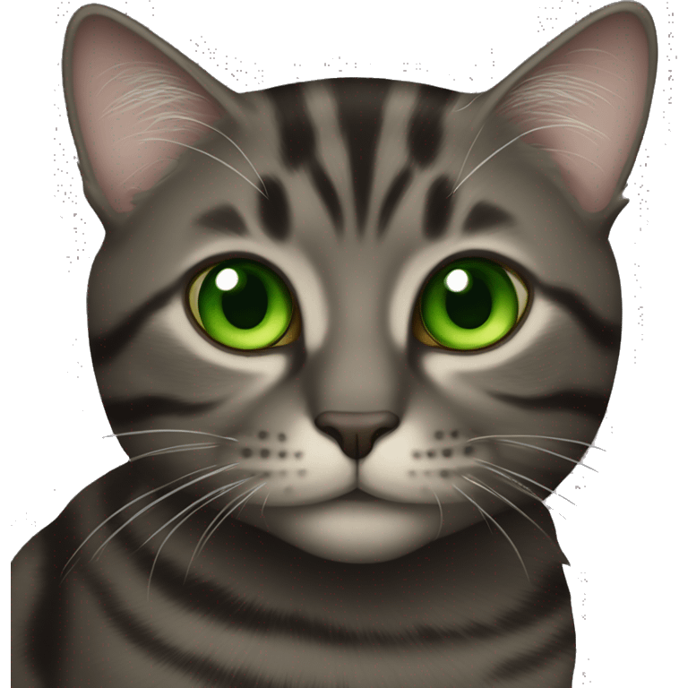 dark tabby cat with green eyes emoji