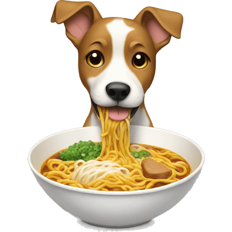 a dog eating ramen emoji