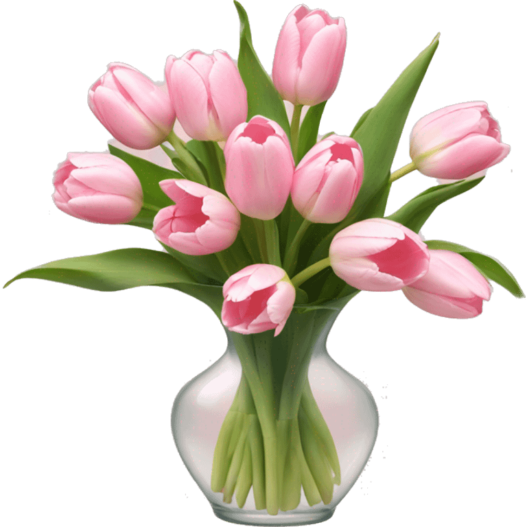 Pale pink bouquet of tulips in vase emoji