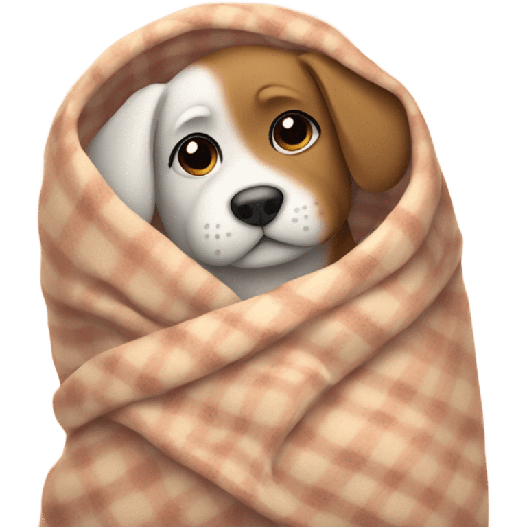 Dog wrapped in a cozy blanket emoji