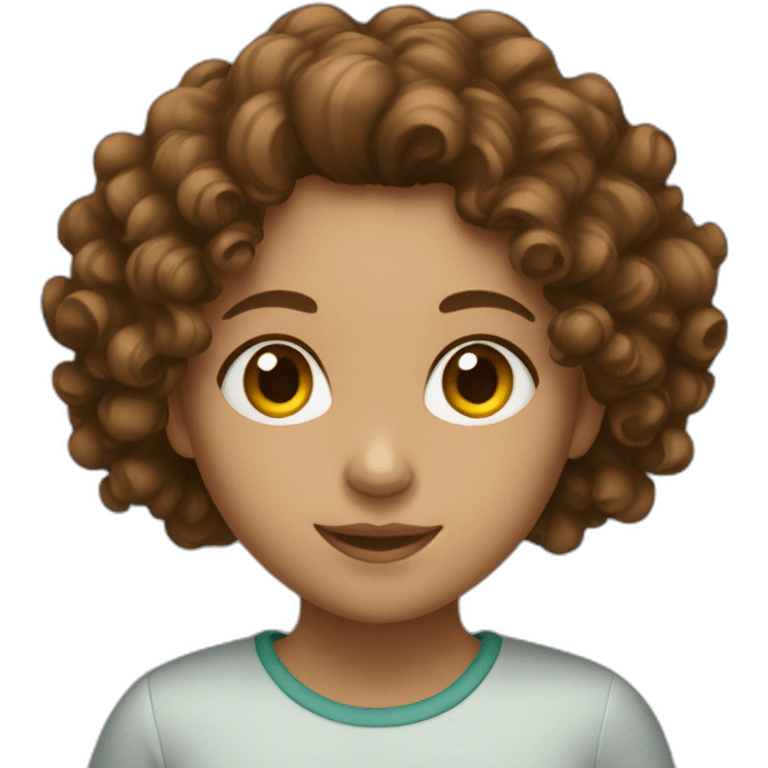 Girl with brown curly hair emoji