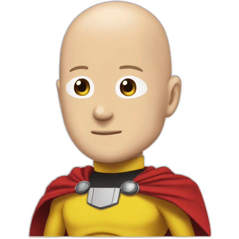 bald one punch man with red cape and yellow costume emoji