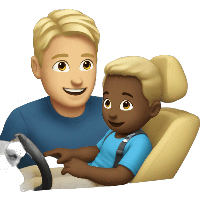 blonde dad plays cars with babyson emoji