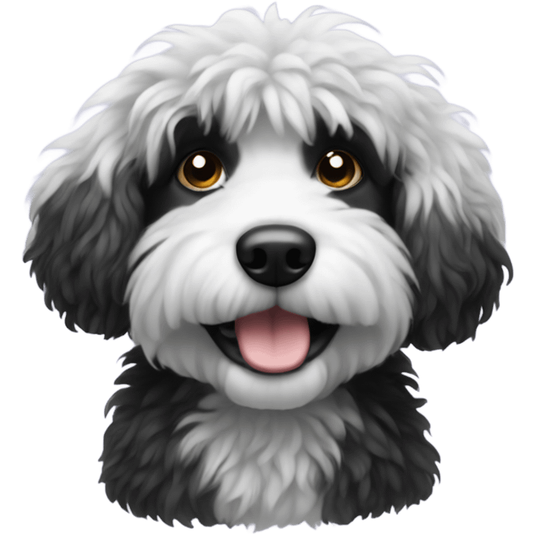 Black and white fluffy doodle dog emoji