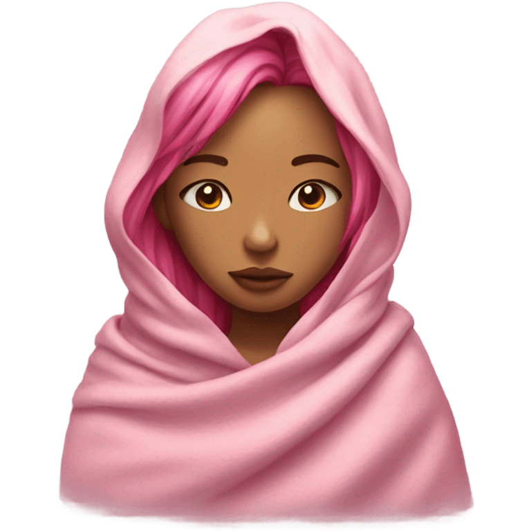 girl inside a blanket eyes closed pink hair emoji