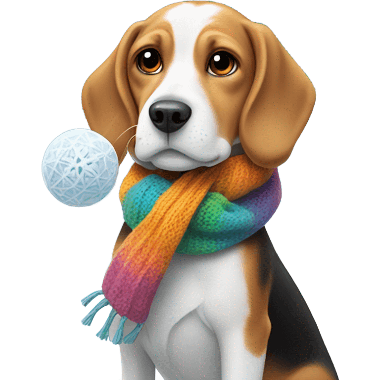 Beagle with winter clothes and snowball fight emoji